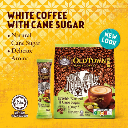 Old Town White Coffee with Cane Sugar - 13 Sticks Pack - Indulge in Authentic Malaysian Flavor!