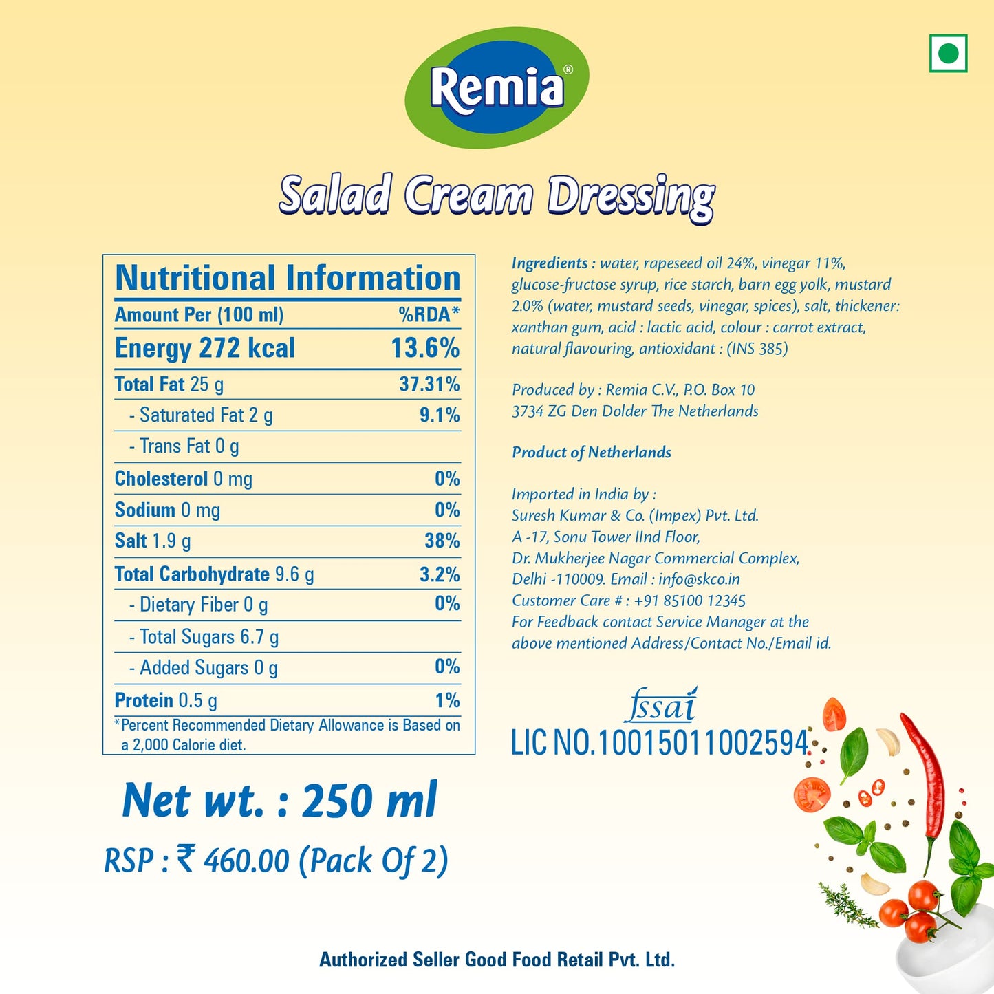 Remia Salad Dressing Italian 200g, Pack of 2, Product of Netherlands - Italian Dressing Duo!