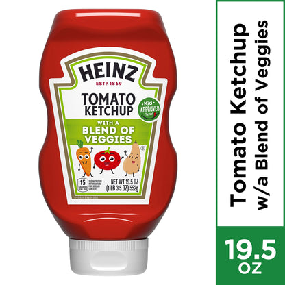 Heinz Tomato Ketchup with a Blend of Veggies, 19.5 oz - Tomato ketchup enriched with vegetable puree.