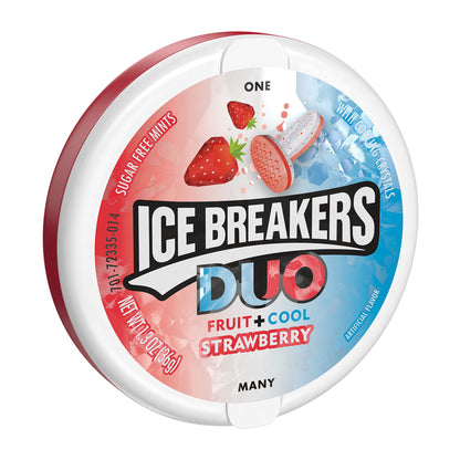 Ice Breakers Duo Fruit and Cool Strawberry Mints Pouch, 8 X 36 G, 0.9 Pounds - Eight pouches of cool strawberry mints, fruity and refreshing, 36g each.