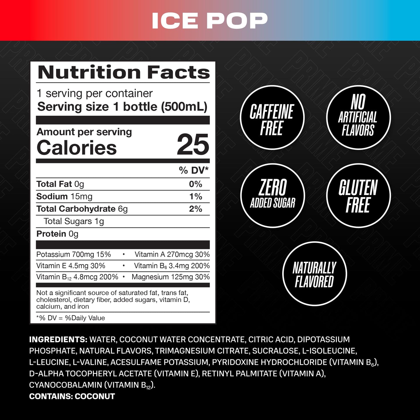 Prime Ice Pop Hydration Drink, 16.9 fl oz â„® 500 ml - Ice pop hydration refreshment!