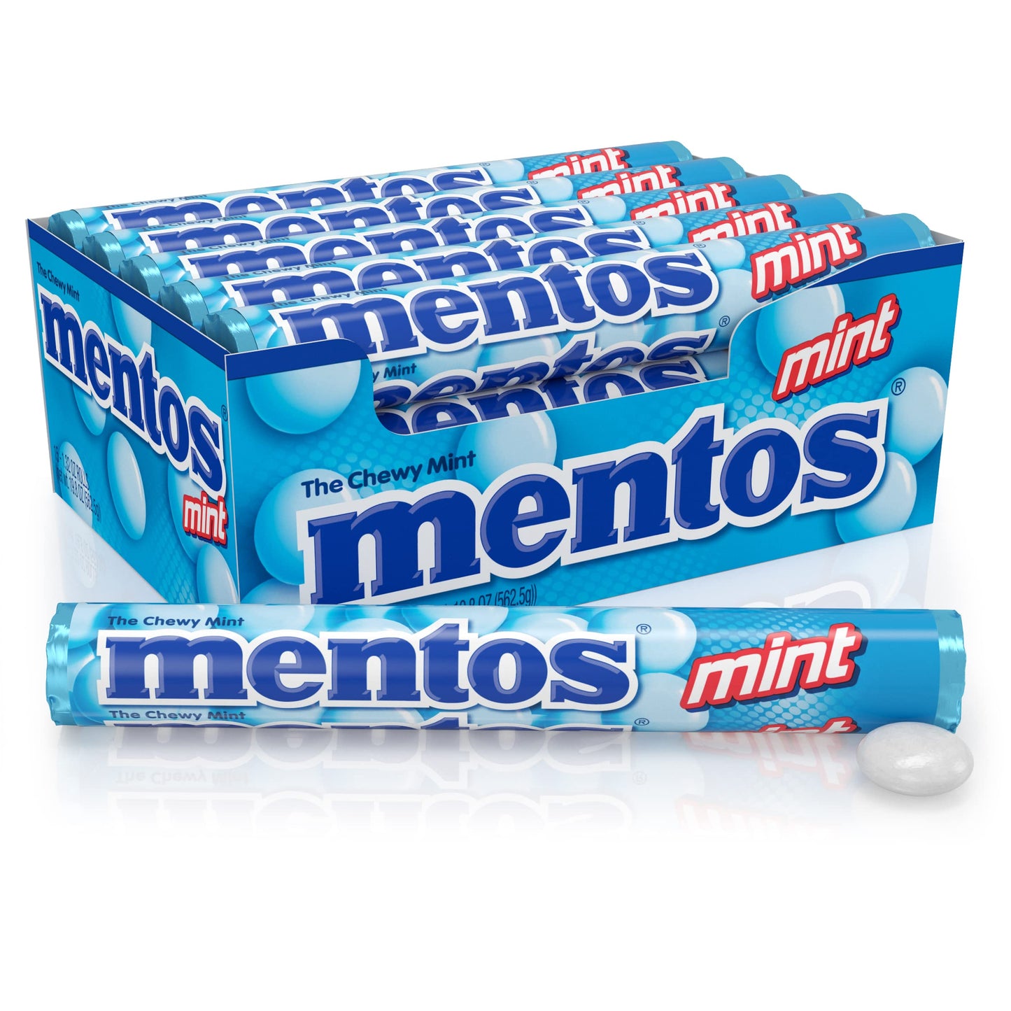 Mentos The Chewy Mint Candy - Mint Flavor 1.32oz Rolls - 15 Rolls - "Minty Chewy Fun!"