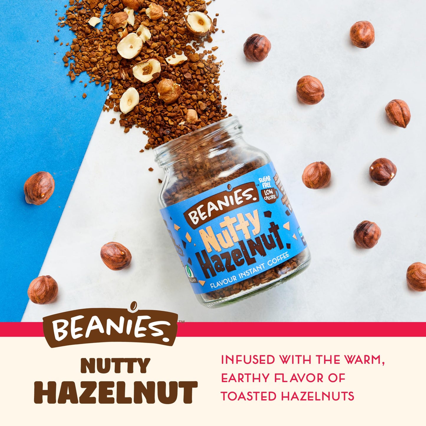 Beanies | Instant Flavoured Coffee | Nutty Hazelnut | Low Calorie, Sugar Free | 50 g | Pack of 1 - Nutty perfection in a cup