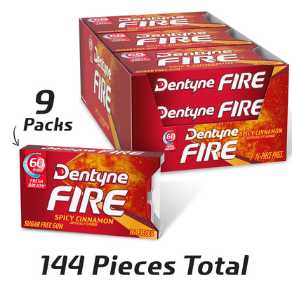 Dentyne Ice, Fire Cinnamon, 16-Piece Packet - Pack of 9 - Cinnamon fire!