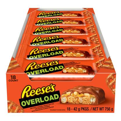 Reese's Overload, 42 g - Pack of 18 Chocolate Box 756g - Overload Chocolate Indulgence!