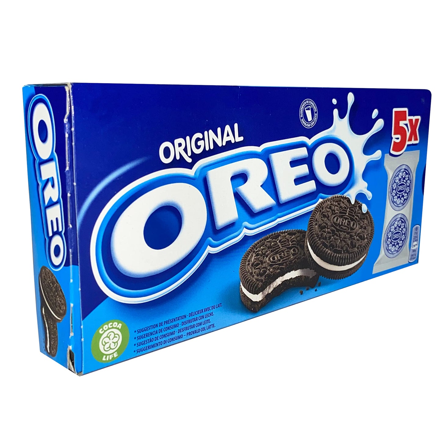 Oreo Original 5 Pouch Biscuits, 220 g, Sky Blue & Dark Blue - "On-the-go original!"