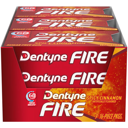 Dentyne Ice, Fire Cinnamon, 16-Piece Packet - Pack of 9 - Cinnamon fire!