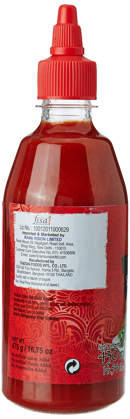 Real Thai Sriracha Extra Hot Chilli Sauce, 430ml - Extra Hot, Extra Bold!