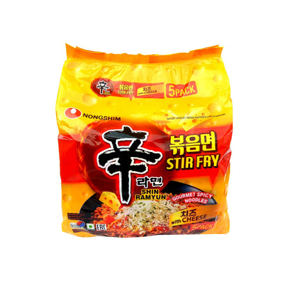 Nongshim Shin Ramyun Stir Fry Gourmet Spicy Noodles with Cheese, 24 oz â„® 680 g, 5 Pack - "Spice up your mealtime!"