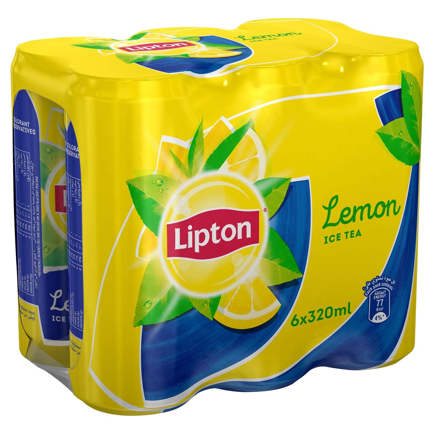 Lipton Lemon Ice Tea Drink, 320 ml, 6 Pack, Yellow & Blue (830) - "Lemon Drink Pack!"