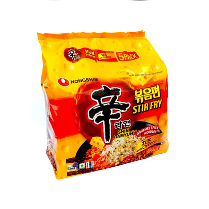 Nongshim Shin Ramyun Stir Fry Gourmet Spicy Noodles with Cheese, 24 oz â„® 680 g, 5 Pack - "Spice up your mealtime!"