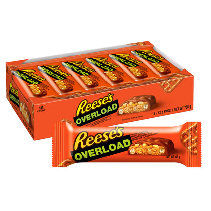 Reese's Overload, 42 g - Pack of 18 Chocolate Box 756g - Overload Chocolate Indulgence!