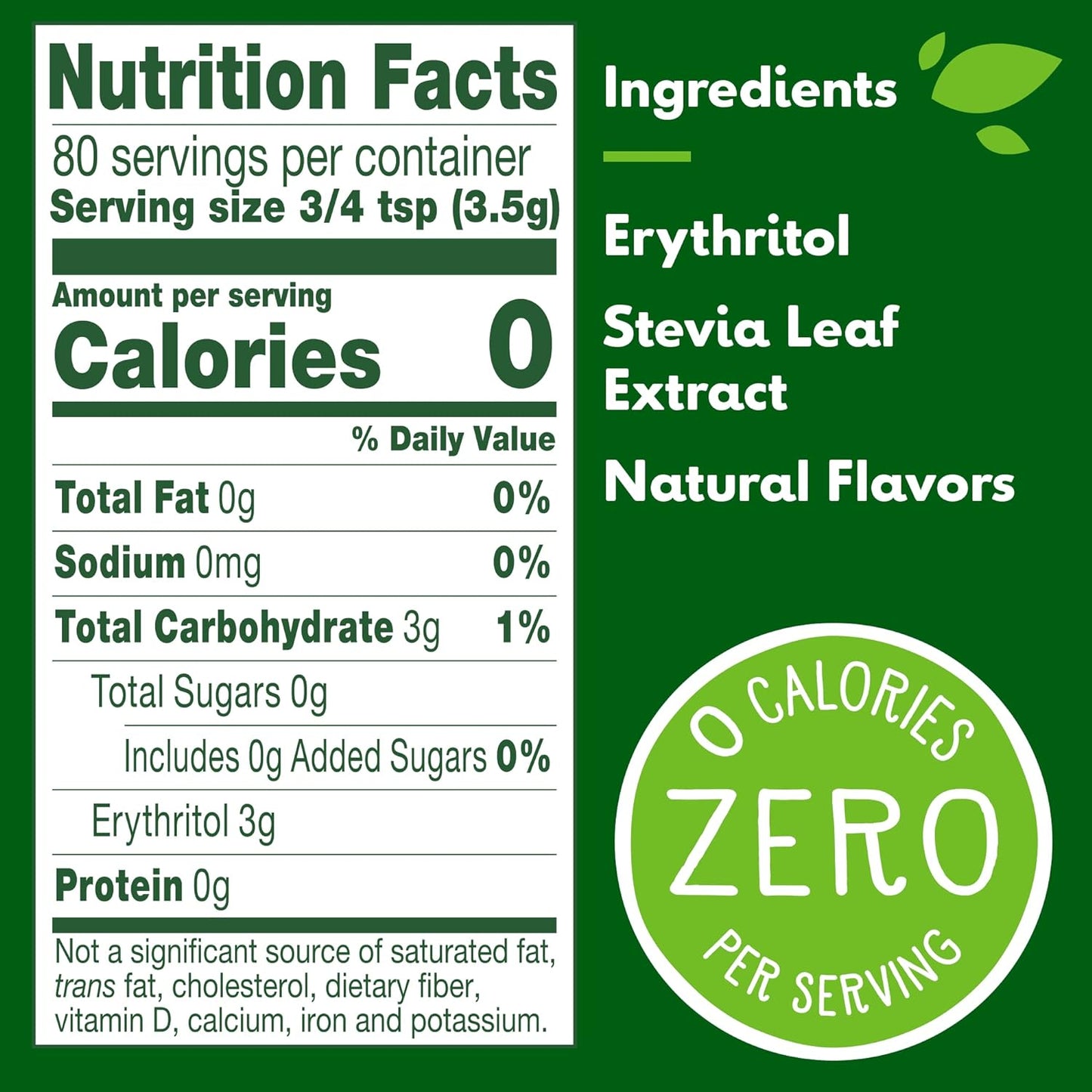 Truvia Sweetener 280g Jar - Natural Sweetness, Zero Calories!