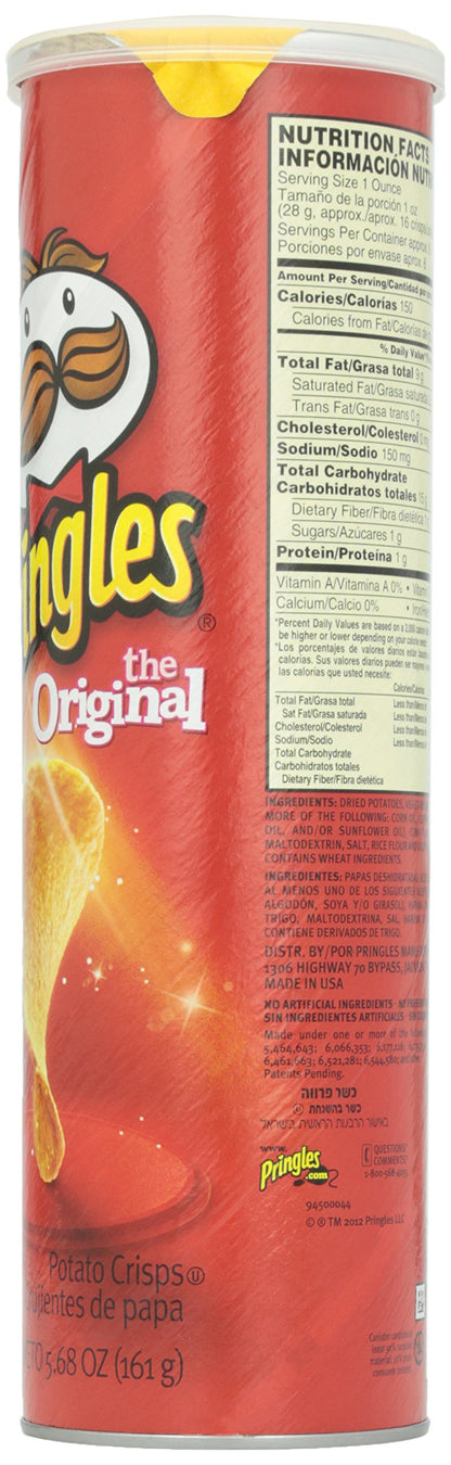 Pringles Potato Chips Original, 161g - Classic original Pringles in 161 grams!