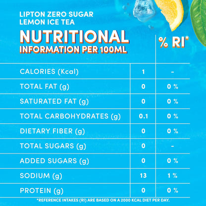 Lipton Zero Sugar, Lemon Iced Tea, 6 x 320 ml