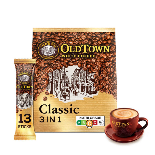 Old Town 3 in 1 Classic White Coffee: 13 Sachets in Each - Authentic Malaysian Coffee Experience!