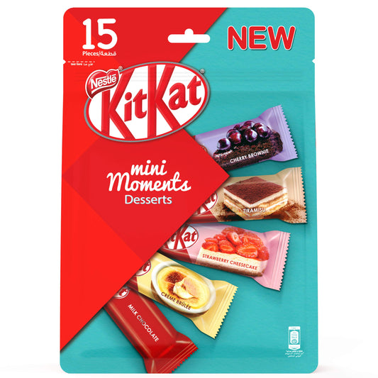 KIT KAT Nestle Kitkat Chocolate Mini Moments Desserts (255G)-Set Of 15 Pieces - Indulge in dessert-inspired flavors with KIT KAT Nestle Kitkat Chocolate Mini Moments Desserts, 255G, set of 15 pieces.