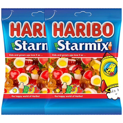 Haribo Starmix, 2 x 160 g - Double pack of mixed fruit gummy candies.