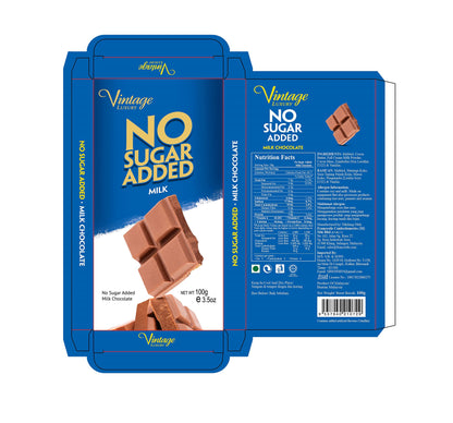 Vintage Luxury No Sugar Added Imported Delicious Chocolate Bar 100gm (Milk)