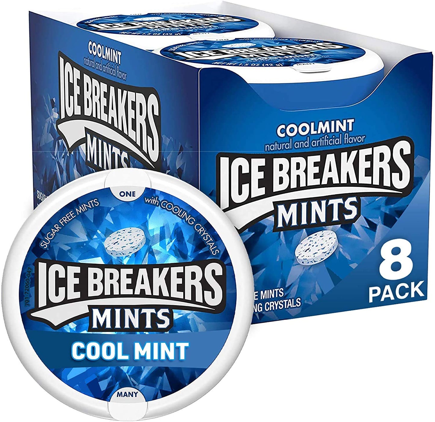 ICE BREAKERS Sugar Free Mints, Coolmint, 1.5 Ounce (Pack of 8) (1-Pack) - Coolmint sugar-free mints, 1.5 oz each, pack of 8.