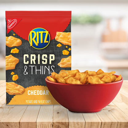 RITZ Crisp And Thins Cheddar Chips, 7.1 Oz 201g - Cheddar Ritz Crisps!