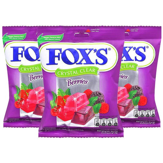 Fox's Crystal Clear Berries Candy, 3.17 oz / 90 g, 3 Pack - Triple berry candy pack!