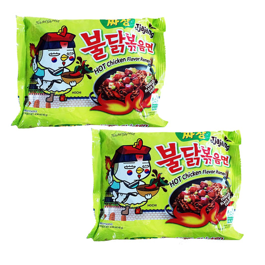 Sam Yang Jjajang Hot Chicken Flavour Ramen , Instant Korean Noodles - 140 gramsX (Pack of 2) - Imported