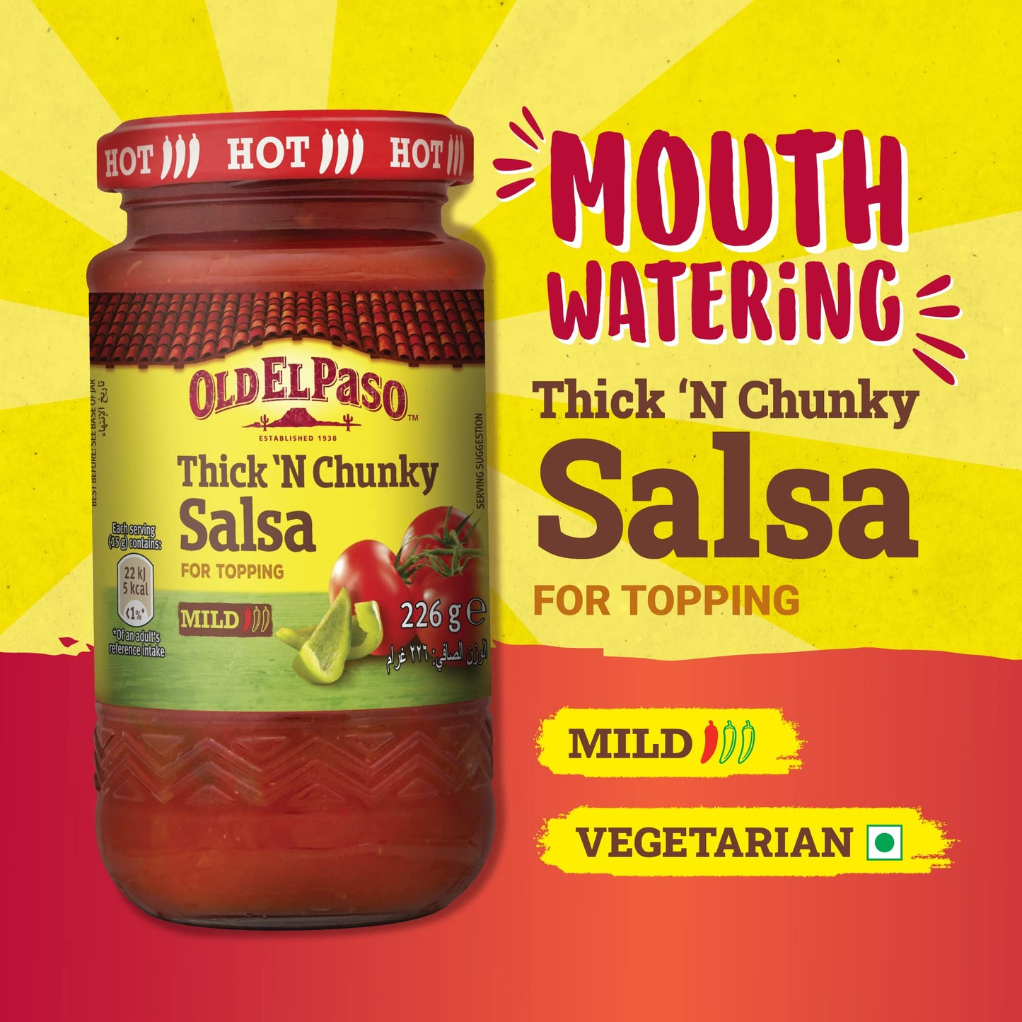 Old El Paso Thick N Chunky Salsa Mild, 226 g - "Mild and chunky!"