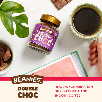 Beanies | Instant Flavored Coffee | Double Chocolate | Low Calorie, Sugar Free | 50 g | Pack of 1 - Double the chocolate, double the joy