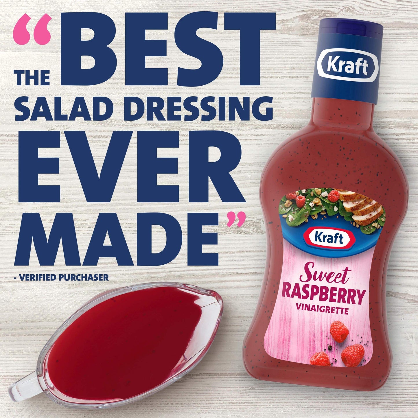 Kraft Olive Oil Vinaigrettes Raspberry Salad Dressing (14 fl oz Bottle) - "Raspberry Vinaigrette!"