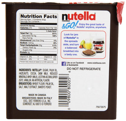 Nutella & Go Hazelnut Spread & Malted Bread Sticks, 52 Grams - "Spread the joy!"