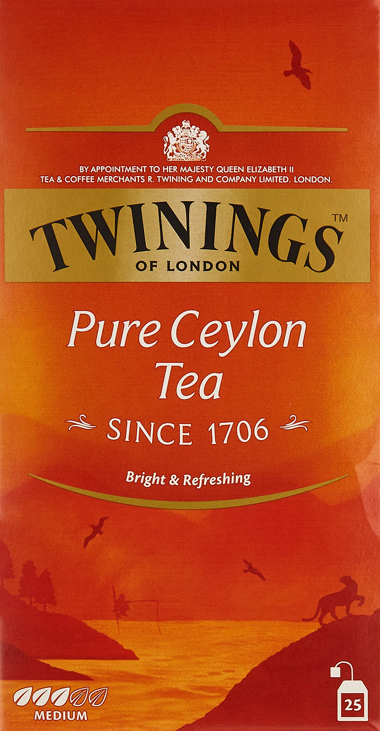 Twinings Of London Pure Ceylon Black Tea, 25s Teabags, 1.76 oz ℮ 50 g