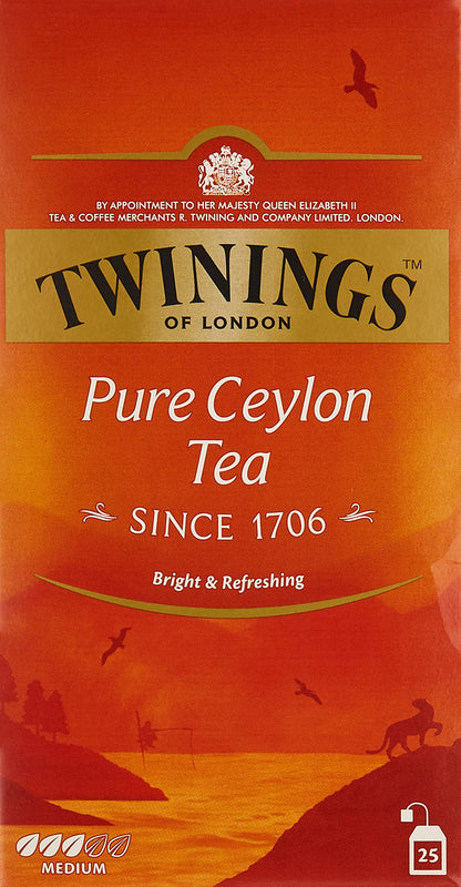 Twinings Of London Pure Ceylon Black Tea, 25s Teabags, 1.76 oz ℮ 50 g