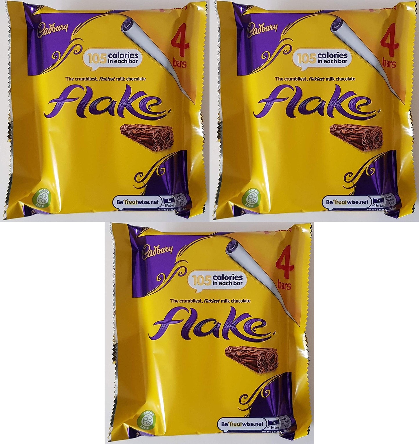 Original Cadbury Flake Chocolate Bar Imported from the UK England Original British Flake Pack of 3 - "Authentic British flake!"