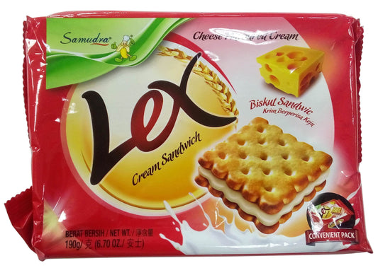 Samudra Lex Cream Sandwich Biscuits - Cheese Flavoured, 190g Pack