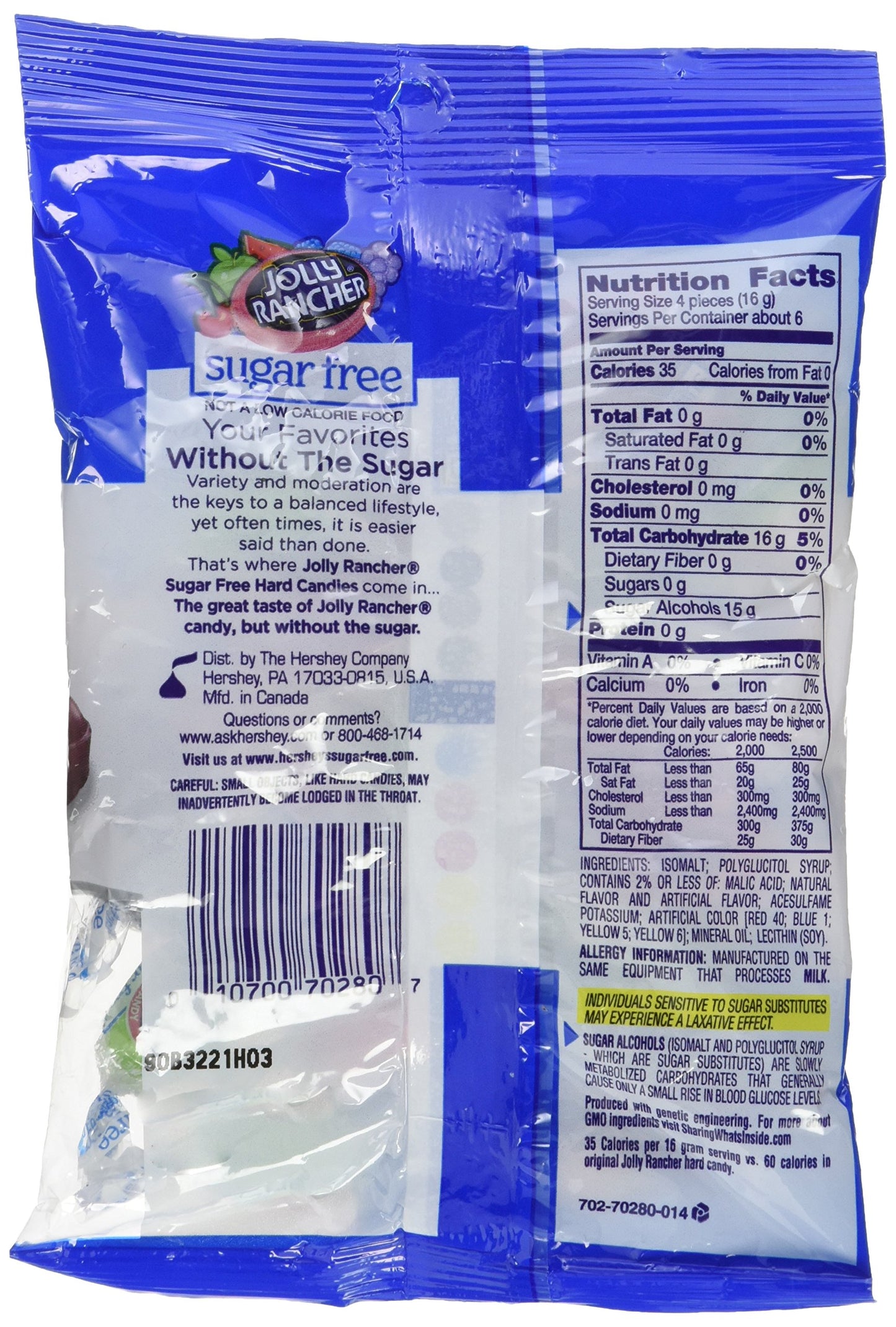 Jolly Rancher Sugar Free Hard Candy Assortment Peg Bag - 3.6 oz - Enjoy guilt-free sweetness with Jolly Rancher Sugar Free Hard Candy Assortment, 3.6 oz peg bag.