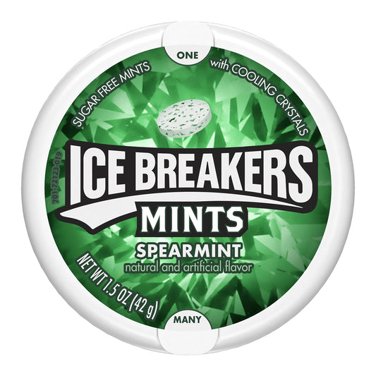 Ice Breakers Mints Ice Cubes Spearmint 1.5 oz Tin - Spearmint mints in a handy tin, 42g of sugar-free freshness.