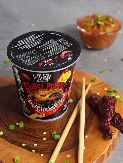 Shangi Daebak Ghost Pepper Korean Ramen Dry Black Instant Noodles Spicy Chicken Flavour By Shangi (Pack Of 1, 81Gm, Cup)