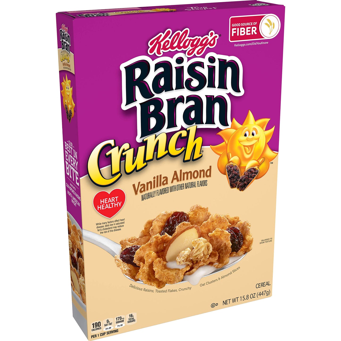 Raisin Bran Kellogg's Vanilla Almond Crunch Cereal 447 g - Vanilla almond crunch cereal, 447g!