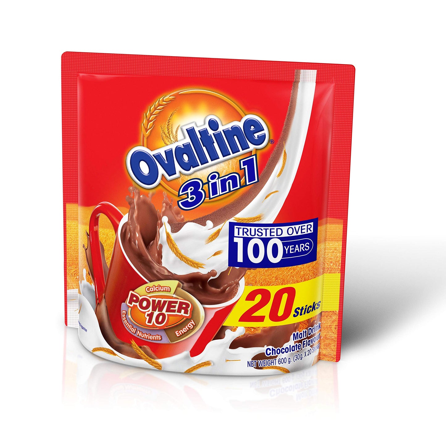 Ovaltine 3 in 1 Malt Drink Chocolate Flavour Packet, 600g - "Chocolate malt drink delight!"