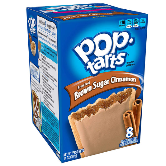 Kellogg's Pop Tarts - Frosted - Brown Sugar & Cinnamon, 8 Counts 397g - Start your day with the comforting taste of Kellogg's Pop Tarts Frosted Brown Sugar & Cinnamon, 8 count, 397g.