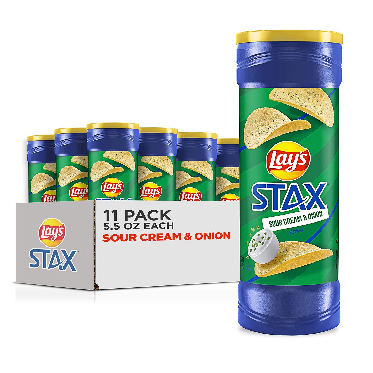 Lay's STAX Sour Cream and Onion Flavoured Potato Crisps 155.9g - "Sour Cream Goodness!"