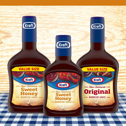 Kraft Slow-Simmered Sweet Honey Barbecue Sauce, 18 oz / 510 g, Blue & White - "Sweet Honey BBQ!"