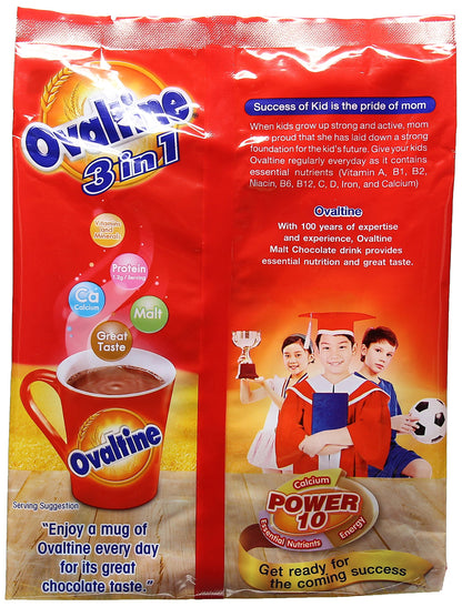 Ovaltine 3 in 1 Malt Drink Chocolate Flavour Packet, 600g - "Chocolate malt drink delight!"