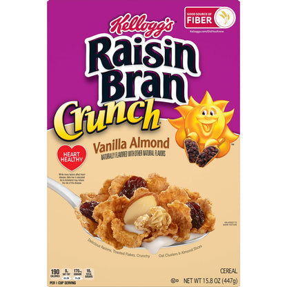 Raisin Bran Kellogg's Vanilla Almond Crunch Cereal 447 g - Vanilla almond crunch cereal, 447g!