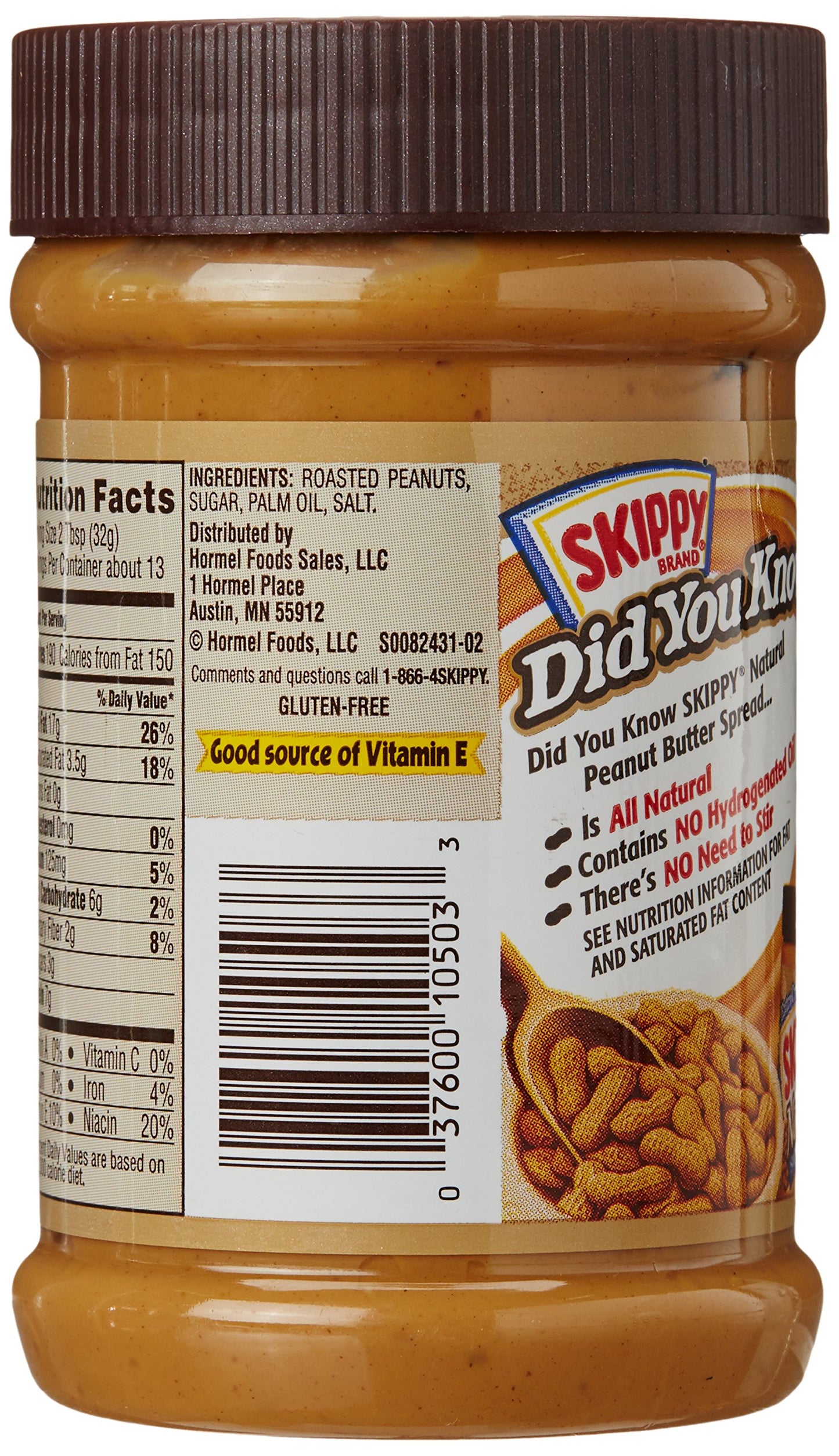 Skippy Peanut Butter Spread Natural Super Chunk 425G