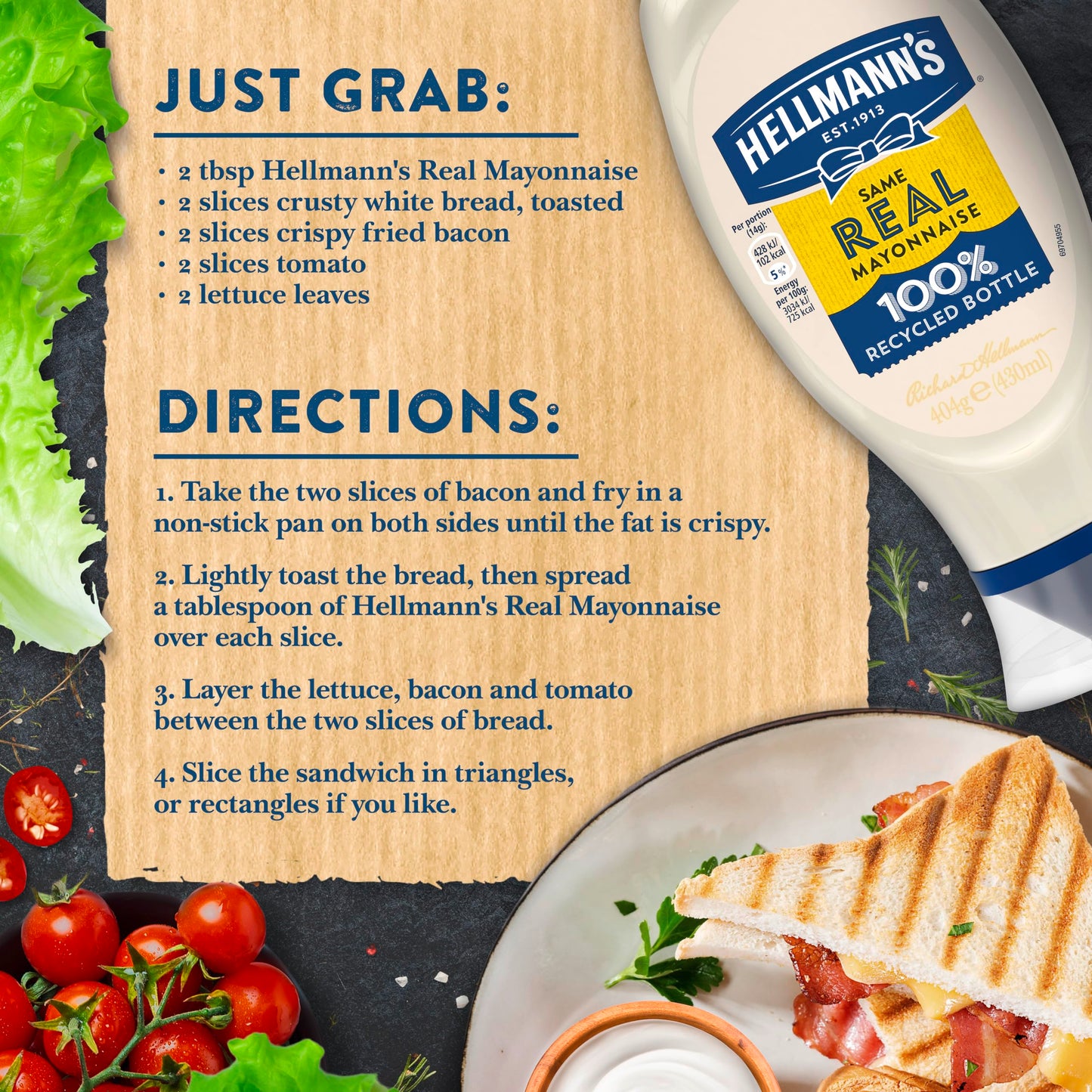 Hellmann's Real Mayonnaise, 14.54 fl oz / 430 ml - Authentic and creamy real mayonnaise.