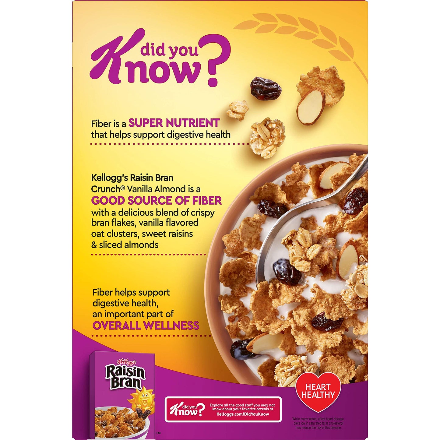 Raisin Bran Kellogg's Vanilla Almond Crunch Cereal 447 g - Vanilla almond crunch cereal, 447g!