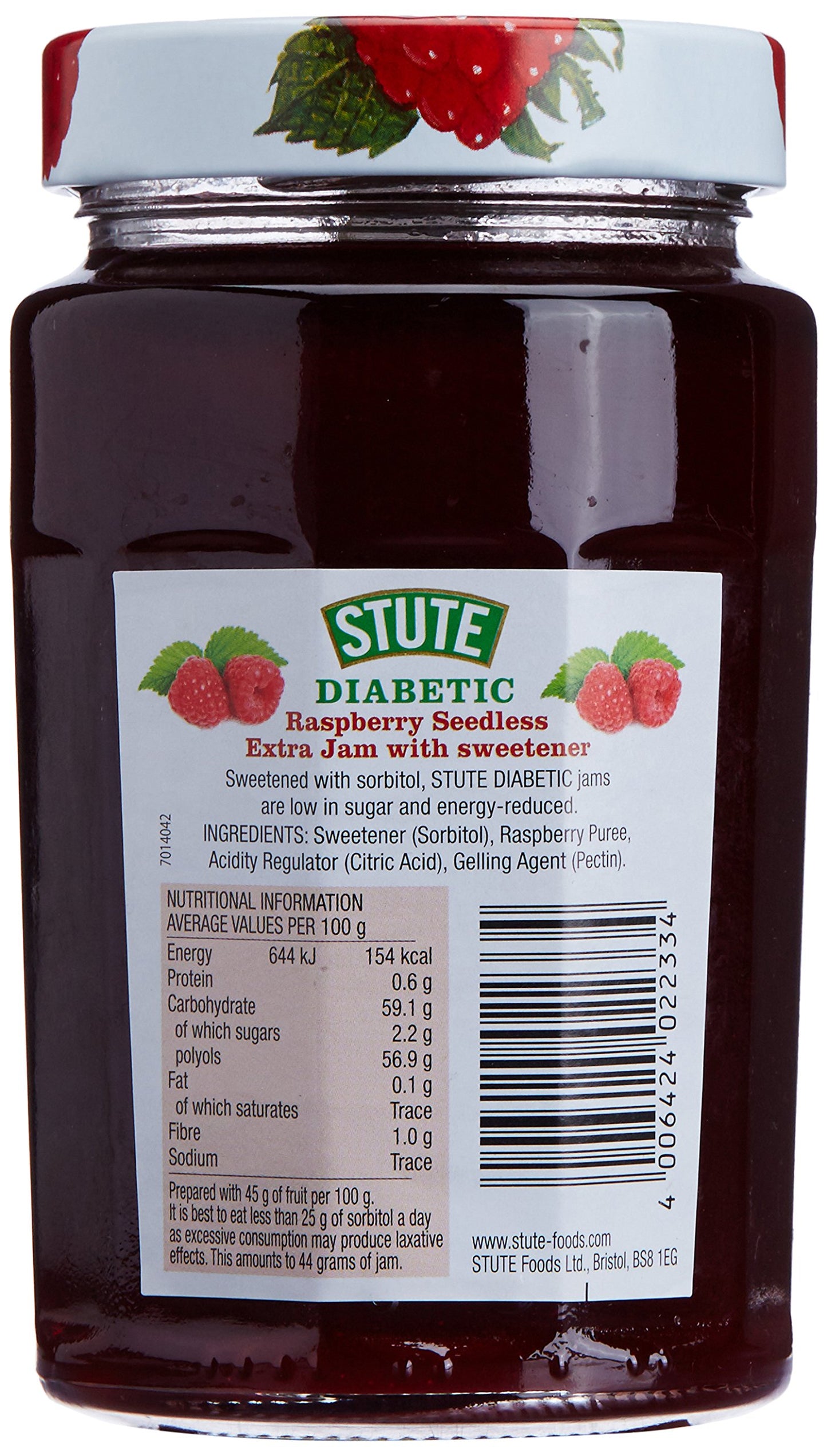 Stute Diabetic Raspberry Extra Jam, 430g