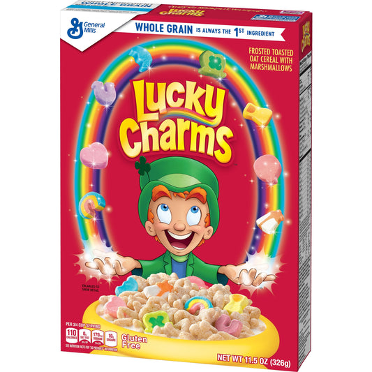 General Mills Cereal Lucky Charms, 326g - Discover the magical and colorful marshmallow charms in every bite of Lucky Charms cereal